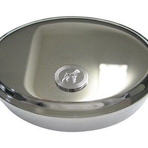 Etched Oval Boxer Dog Oval Trinket Jewelry Box